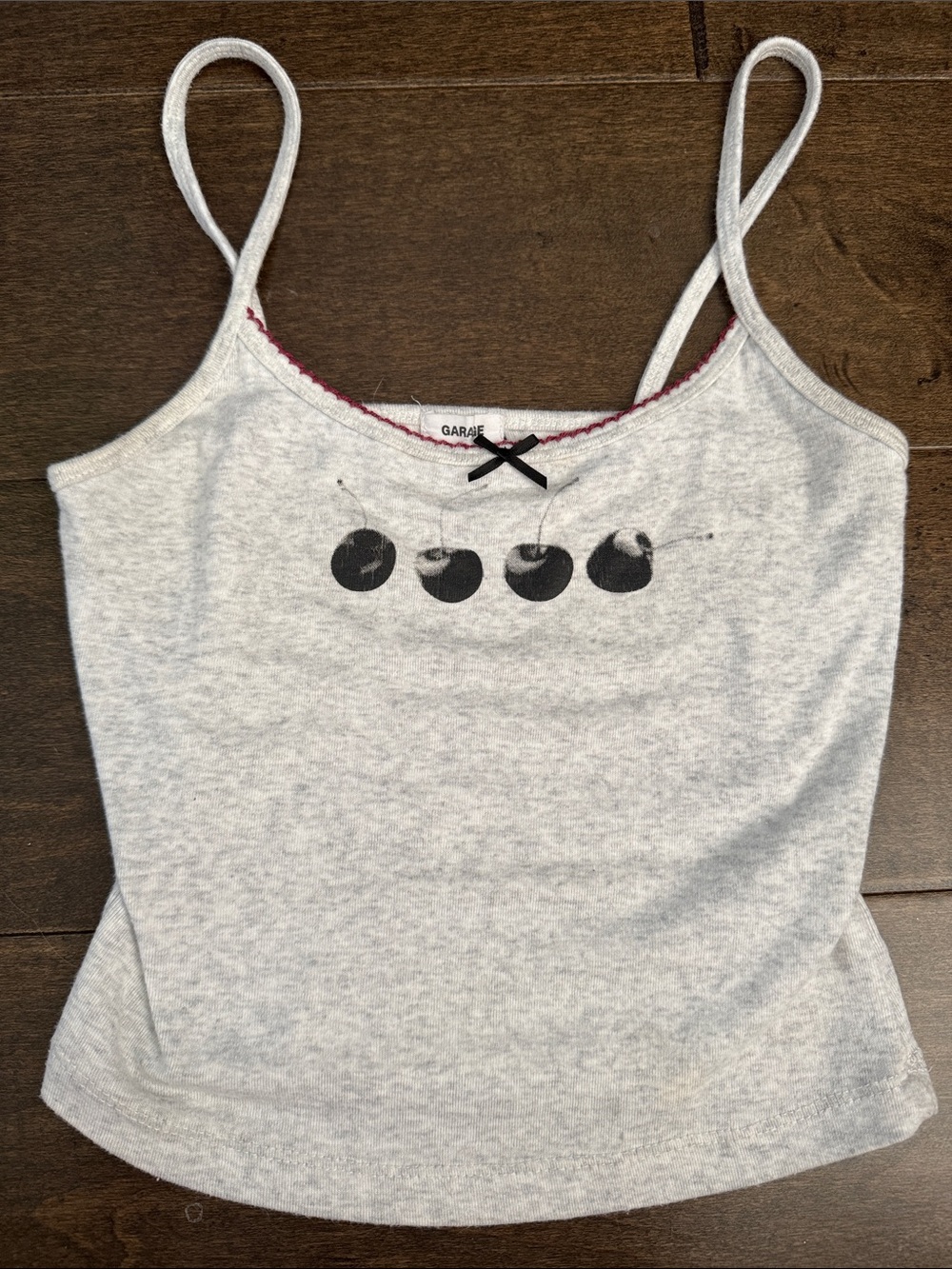 Garage Light Gray Cami with Black Cherry Graphic